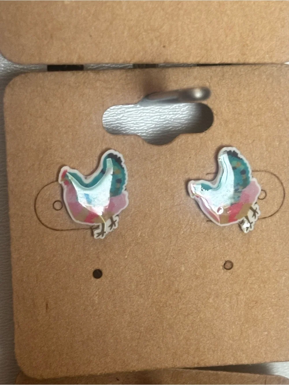 Chicken Stud Earrings in Multicolor - Cute Accessory